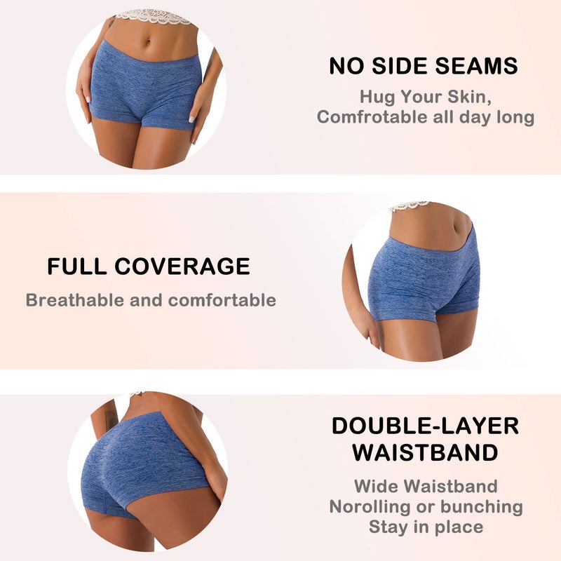 DEEP TOUCH Womenâ€™s Boyshort Underwear Seamless Panties Stretch Boxer Panty Breathable No Show Boxer Briefs 5 Pack - Image 4